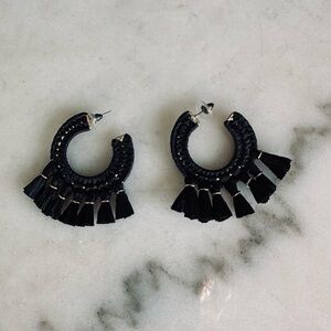 Tommy Bahama Black Raffia Earrings